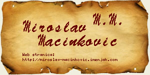 Miroslav Mačinković vizit kartica